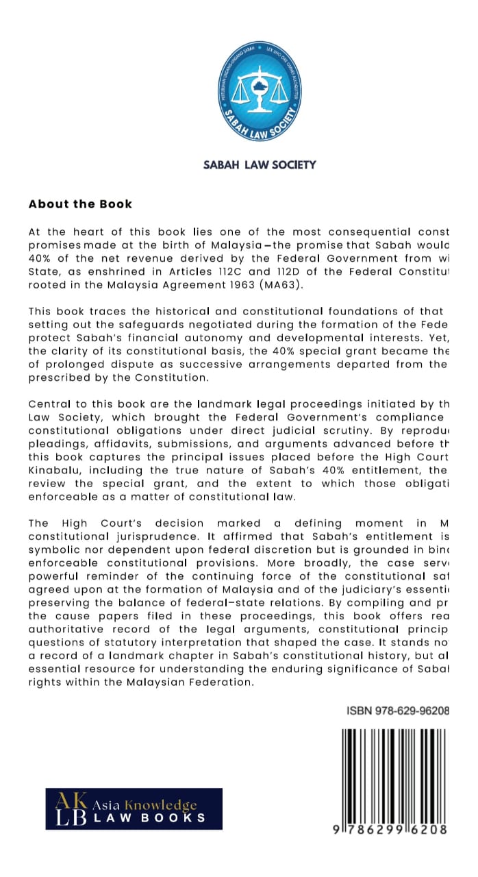 MA1963 : Sabah's 40% Constitutional Entitlement - Cause Papers, High Court - 2026