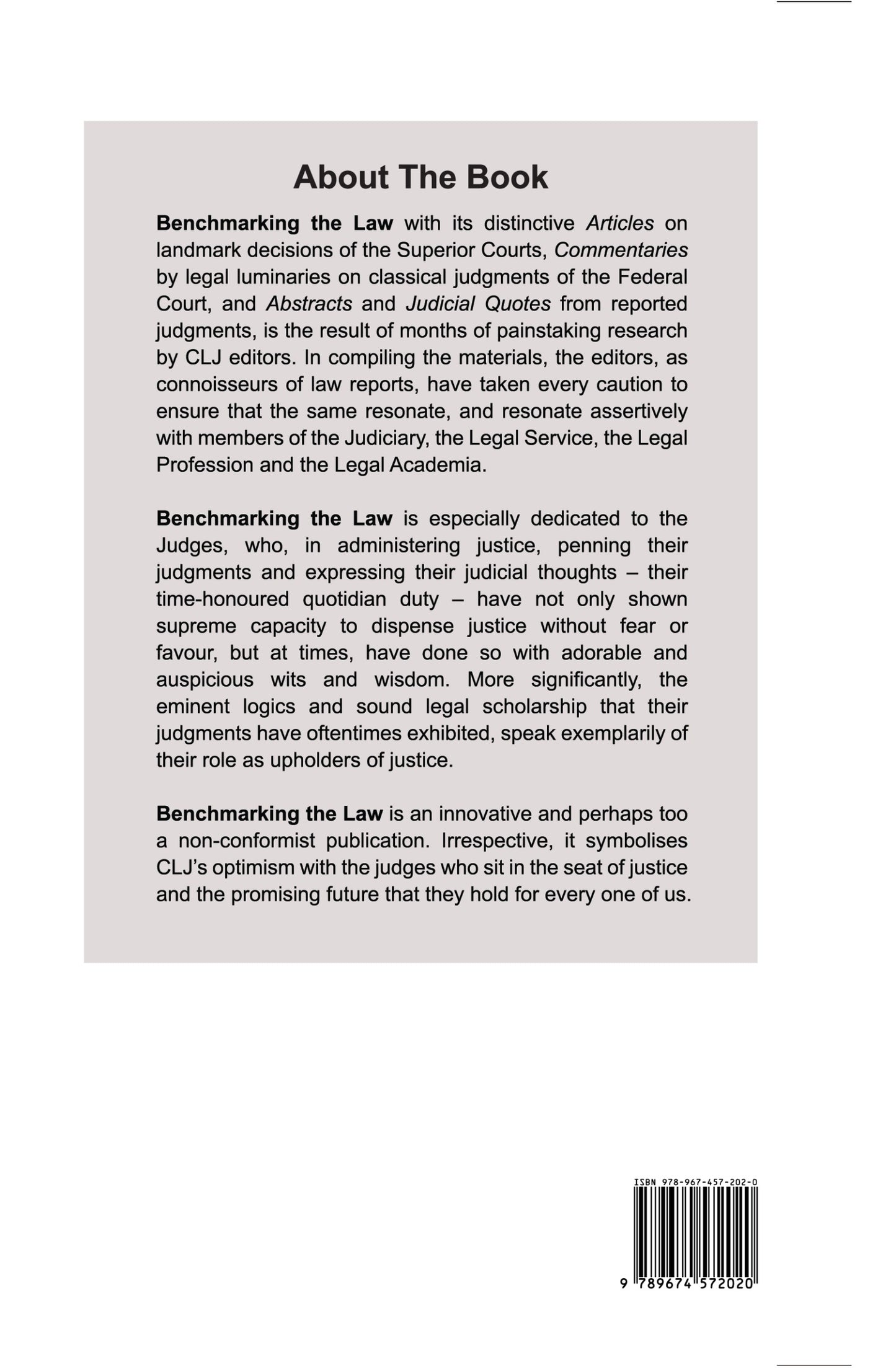 Benchmarking : The Law - 2025